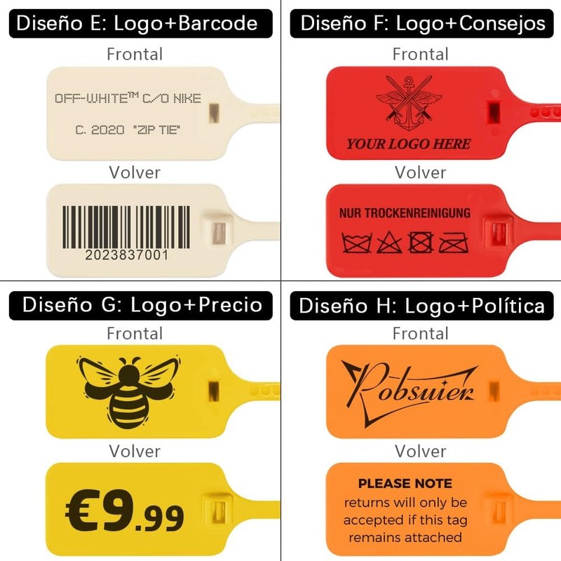 100 Etiquetas de Bridas Personalizadas Precintos de Seguridad de Plastico