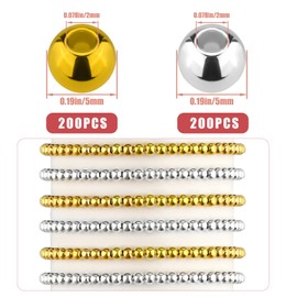 400pcs 5mm Round Spacer Beads, Metal Plated Loose Filled Bead Stackable Smooth Bracelet Beads for DIY Making Bracelet Necklace Earrings Craft (Gold, Silver)