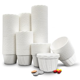 RE-GEN 250 Pack Wax Paper Multi-Purpose Cups 92ml 3.5Oz Large Capacity | Fluid Resistant Waxed Lined Pots | Ideal for Medication, Home, Kitchen, Arts & Crafts, DIY, Sauce, Ramekin, Soufflé