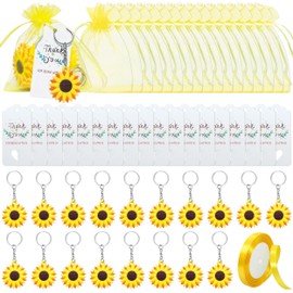 18 Set Thank You Keychain Gifts, Appreciation Gifts Thank You Gifts Set, Sunflower Keychain with Thank You Card Organza Bag and Ribbon for Thanksgiving Wedding Birthday Party Favors