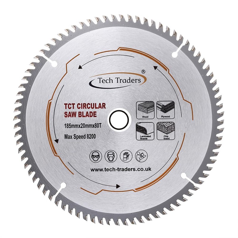 TCT18520B80T Tech Traders TCT Circular Saw Blade 185mm x20mm Bore