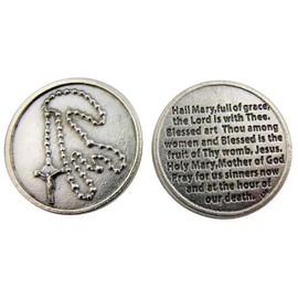 Rosary with Hail Mary Blessed Holy Mother of God Prayer Pocket Token Keepsake