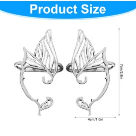 ZAMXHUG Elf Earrings for Women - Clip-On Earrings Women's Without Pierced Ears, Elf Ears for Elf Costume Fairy Costumes Women Cosplay Costume, Silver, Metal
