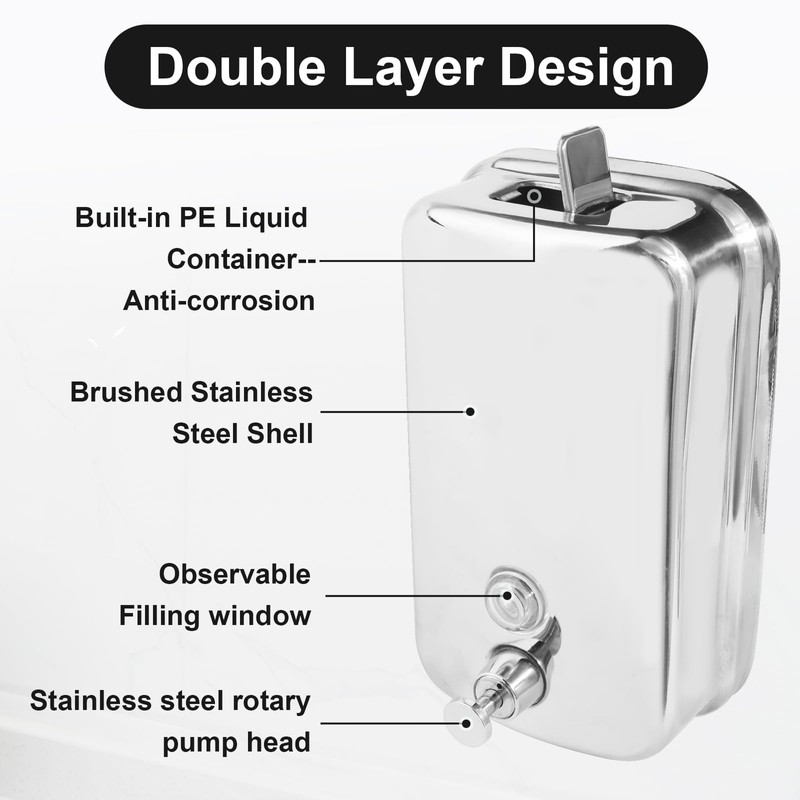 Heavy Duty Soap Dispenser Wall Mount Stainless Steel Soap Dispenser