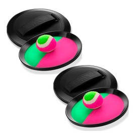 Toss and Catch Ball Set with Four Velcro Paddle Discs and Two Tennis Balls, Fun Outdoors Garden & Beach Toy Game for the Whole Family, Develops Hand-eye Coordination (Beach Catch It Game, 2 Sets)