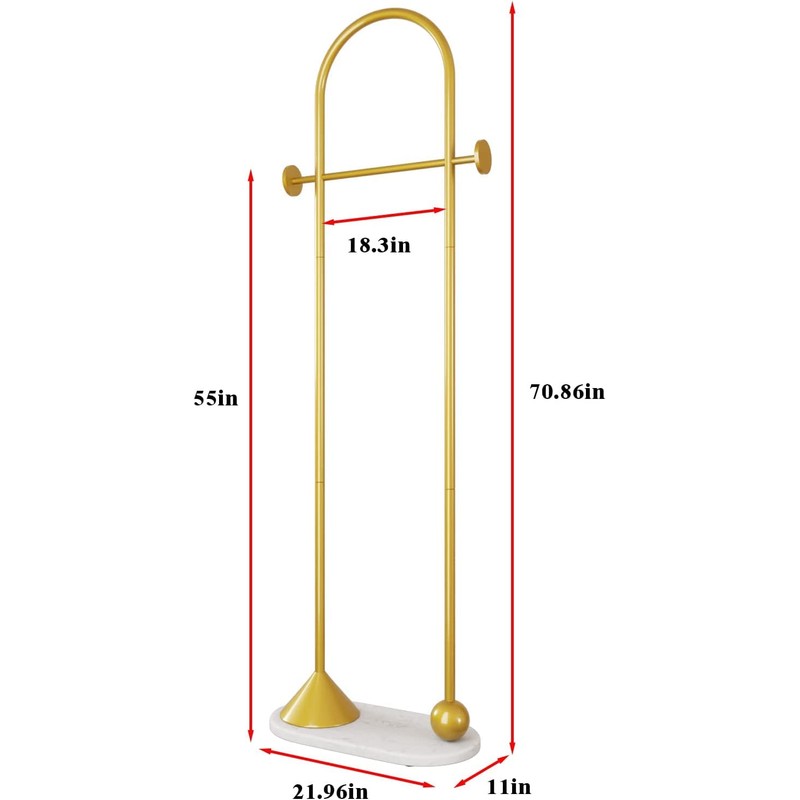TIEOU Metal Gold Coat Rack, Freestanding Entryway Stand, Hat Coat