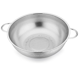 TEAMFAR Strainer, Stainless Steel Kitchen Pasta Strainer with Handles, Micro-Perforated Colander, Kitchen Strainer for Pasta, Vegetables, Fruits, Double Handle, Dishwasher Safe, Diameter 28 cm