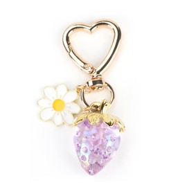 MUCOOS Cute Strawberry Keychain Charm,Strawberry Bag Charm & Purse Accessories for Girls, Strawberry Decor,Keychain for Backpacks,Purse,Handbags,and Gifts for Strawberry Lovers, Purple