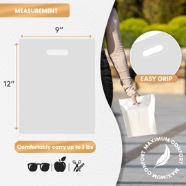 MMSBAGS Retail Plastic Merchandise Bags, Die Cut Handles, Strong, Tear Resistent, different Sizes and Colors. Perfect for Retail Stores, Parties or Any Events. Packs of 100/200/500