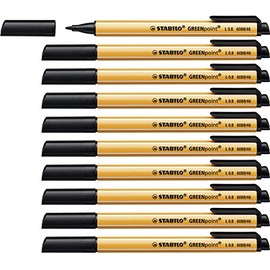 Fibre-Tip Sign Pen - STABILO GREENpoint - Pack of 10 - Black