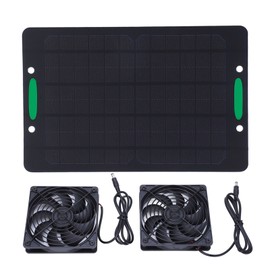 Solar Panel Fan Dual Exhaust Fans Air Ventilation Heat Dissipation 10W for Greenhouse Shed