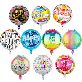 Fowecelt 50 Pcs Happy Birthday Party Aluminum Foil Balloons 18 Inches Round Foil Helium Floating Mylar Balloons for Kids Birthday Parties Decorations Baby Shower Supplies