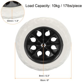 sourcing map Shopping Cart Wheels Replacement 6 Inch, 4 Pack Rubber Foaming Shopping Bag Trolley Wheel Repair for Folding Rolling Bag Laundry Cart, Black White