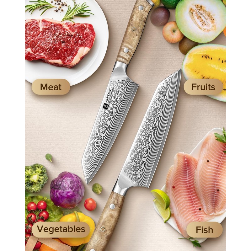 XINZUO Kiritsuke Chef Knife 5.8",Sharp Forged Damascus Stainless Steel Sharp
