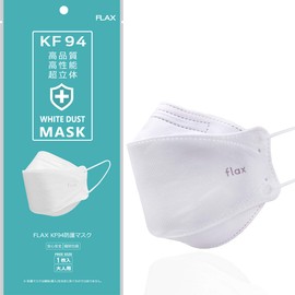 Flax KF94 Mask, Splash Protection, Disposable Toray Fabric, 4-Layer Filter Mask, Inspected in Japan, BFE.PFE.VFE Tested, Individually Packaged, Unisex, Genuine Product, Made in Korea (01), White, 20 Pieces