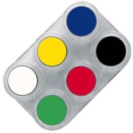 Grimas Professional Make-Up Palette Water Make-Up, Matte Basic Colours, 6 x 2.5 ml, High-Quality Children's Make-Up, Water-Based Carnival Make-Up