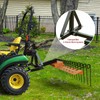LTSEAME 48" Durable Pine Straw Rake Steel Spring Landscape Rake
