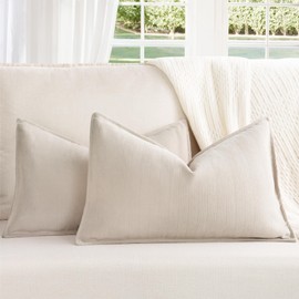 ZWJD Beige Cushion Cover 40 x 60 cm, Set of 2 Chenille Cushion Covers, Sofa Cushion Covers with Elegant Design, Soft and Luxurious Decorative Cushions for Couch, Bed and Home Decoration