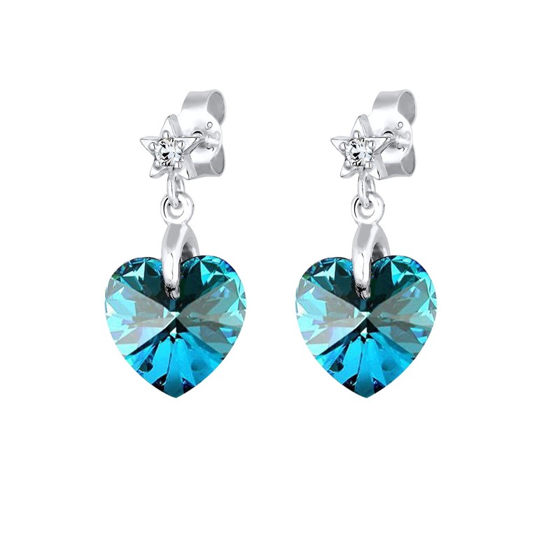 Elli Women's Earrings Heart Star Astro with Crystals, Facet cut,