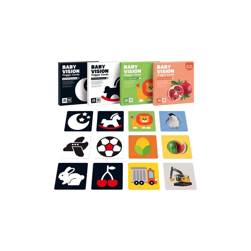Tarjetas Estimulacin Visual Montessori Beb 0-36 Meses 80 Piezas Alto