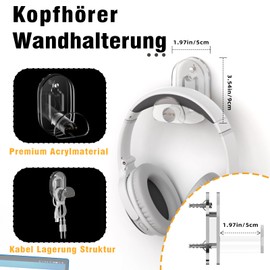 Likesing Headset Holder, Acrylic Headset Wall Mount, Universal Headphone Stand, Headphone Holder, Headphone Hook Wall Mount for Over Ear Headphones Gaming Headset