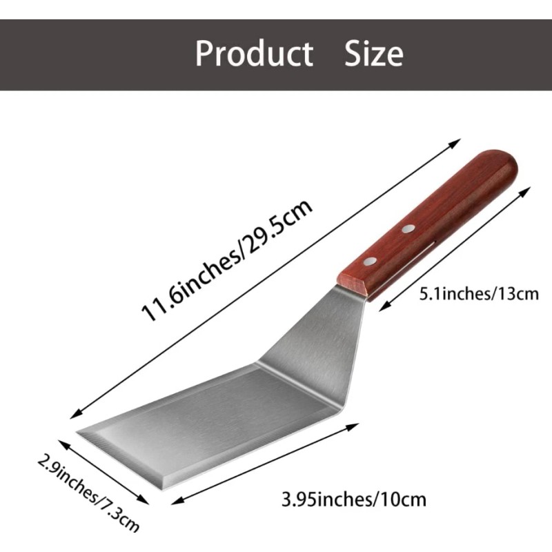 KLAQQED Heavy Duty Metal Spatula for Cast Iron Skillet Grill