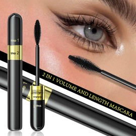 NICEMOVIC 2 Pack Waterproof Mascara Black Volume and Length, 2 in 1 Multi-Effect 4D Silk Fiber Eyelash Mascara Long Lasting Non-Clumping, Sweatproof & Smudge-Proof for Versatile Lash Makeup