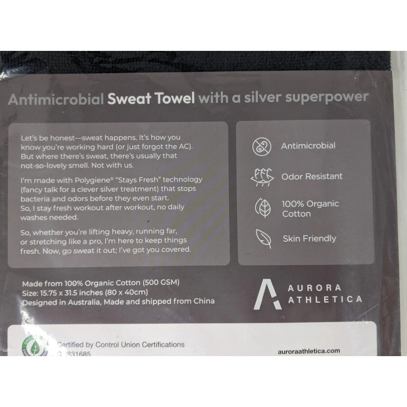 Aurora Athletica The Smart Sweat Towel Antimicrobial 15.75 x 31.5