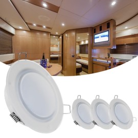 RVZONE 4.5 Inch RV Boat Recessed LED Ceiling Light 12 Volt LED RV Puck Light Cool White, 12V RV Interior Lighting Downlight for Under Cabinet Camper Van Truck Boat Yacht