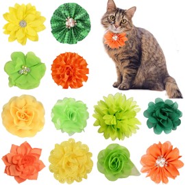 Lopsity 12PCS Pet Collar Flower Bow Collar Detachable Flower Embellishment for Cats Dogs, Pets Supplies for Wedding Birthday Party (Colourful)