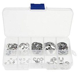 E-Clip SENRISE 200Pcs 10 Size 304 Stainless Steel E-Clip Retaining Snap Opening Ring Circlip Kit 1.5/2/3/4/5/6/7/8/9/10mm with Plastic Box
