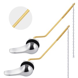 Hygie Rinse 2PCS Universal Metal Toilet Handle Replacement Kit Side Mount Toilet Lever Compatible with TOTO/Glacier Bay/Gerber, Toilet Flush Handle with Flapper Chain, Chrome