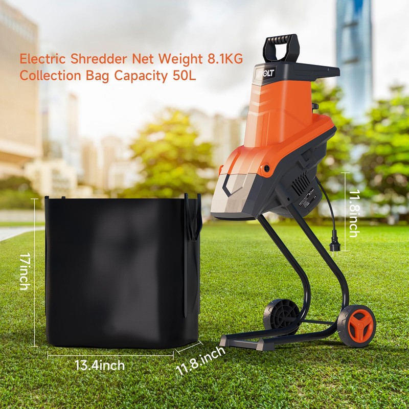 AIVOLT 15A Electric Wood Chipper Shredder Mulcher, 1.8" Max Cutting