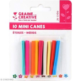 10 Mini Polymer Paste Canes to Slice 5 x 0.5 cm - Knots & Stars