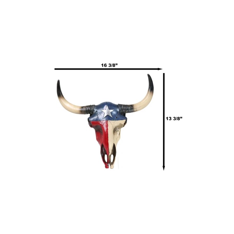 Southwest Longhorn Cow Steer Skull With Texas Lone Star State