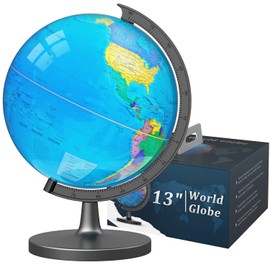 Globo de 33 cm para niños y adultos, globo mundial interactivo para niños con base estable de metal pesado, superficie HD impermeable y escribible, juguete educativo de aprendizaje STEM