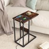 VECELO C-Shaped End Side Table with Charging Station & 2