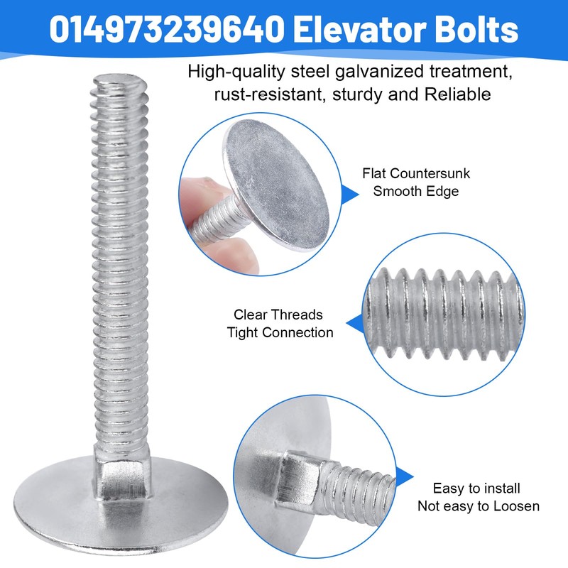 014973239640 Elevator Bolts Zinc, 1/4-20 x 2 Flat Head Elevator