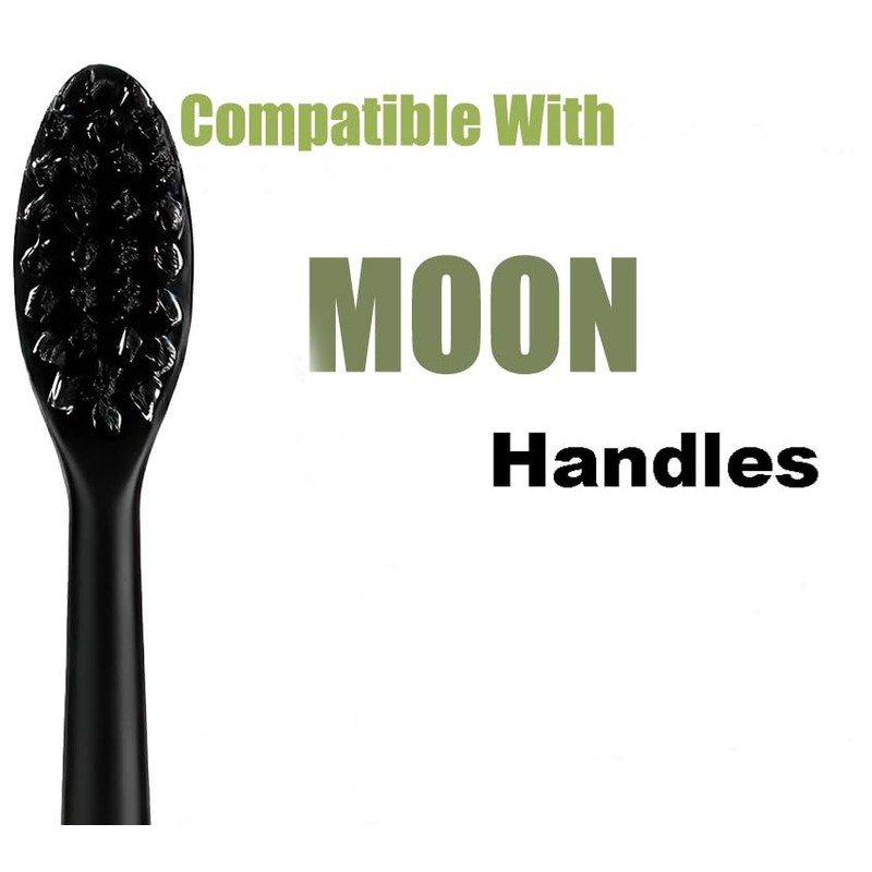 Toothbrush Replacement Heads for Moon Electric Toothbrush, Black, 5 Pack
