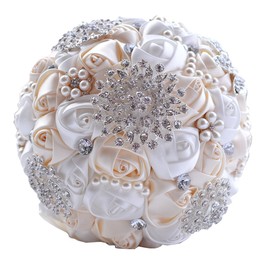 Jackscale JACKCSALE Wedding Bouquet Bride Bouquet Bridal Brooch Bouquet Bridesmaid Bouquet Flowers Valentine's Day (Creamy + White)