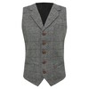 King & Priory Luxury Pewter Grey Herringbone Check Waistcoat with