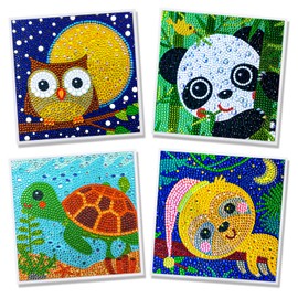 Aapxi Diamond Painting Children's Animals Set of 4 - Craft Girls 6 7 8 9 10 11 12 Years - Gift Girls Boys Craft Set Children from 6 Years Craft Children