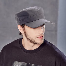 2 Pcs Grey Unisex Cadet Army Cap Basic Everyday Military Style Hat Combat Cap Breathable Baseball Cap Adjustable Flat Top Cap for Men Women