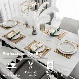 Home Brilliant Place Mats for Home Restaurant Hotel Table, Linen Fabric Placemats Set of 6, Washable Easy Clean Table Mats, 33 x 48 cm(13x19 Inch), Natural Linen