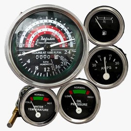 Massey Ferguson Tractor Replacement Gauge Kit + Tachometer Anti Clockwise | Oil Pressure | Fuel | Water Temperature | and Ammeter Fits in 35, 133, 135, 140