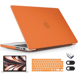 Lepeoac for MacBook Pro 16 inch Case 2021 2022 2023 2024 Release A3186 A3403 M4 A2991 M3 A2780 M2 A2485 M1 Pro/Max, Hard Shell Case with Screen Protector & Keyboard Cover, Matte Orange