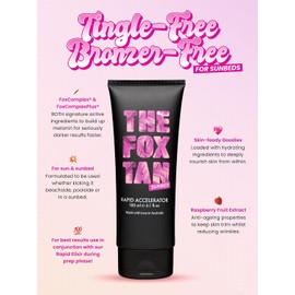 THE FOX TAN- BRONCEADO MÁXIMO EN CAMA SOLAR: Nuestro acelerador rápido está formulado para acelerar rápidamente el proceso de bronceado natural en una cama solar. Esta combinación superpotente contien