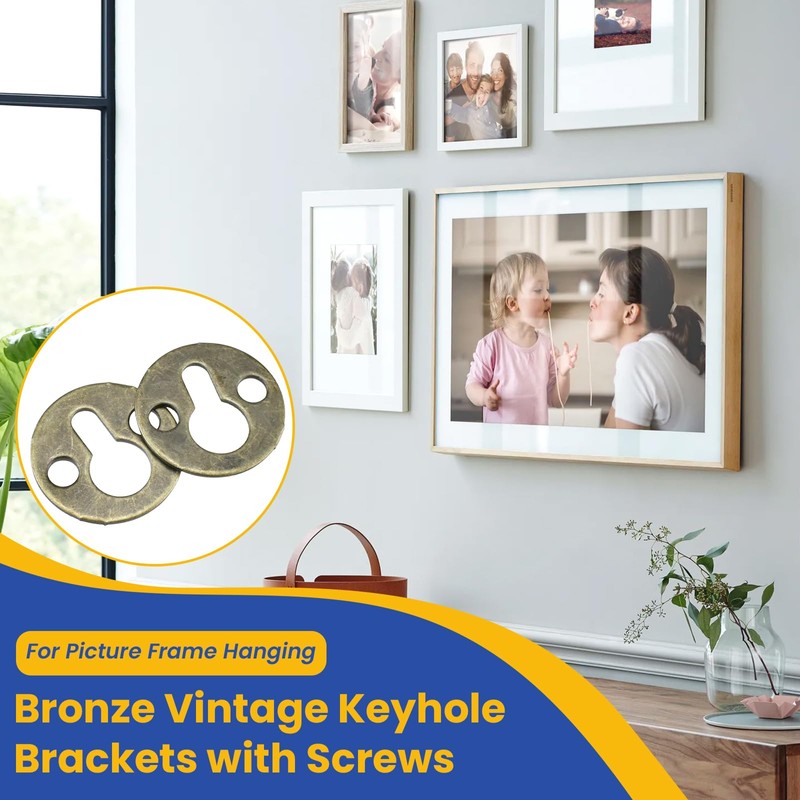 Round Metal Keyhole Hanging Films Shelf Brackets for Picture Frame