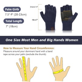 MAYLISACC 1/2 pares de guantes de punto sin dedos, cálidos guantes de dedo abiertos con visualización táctil con piel antideslizante, marino, Talla única