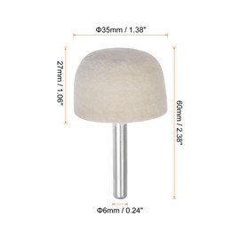 HARFINGTON 10pcs Wool Felt Mounted Mandrel Points 35mm Head 1/4 Inch Shank Conical Polishing Bits Burrs Felt Polishing Buffing Wheel for Rotary Tool